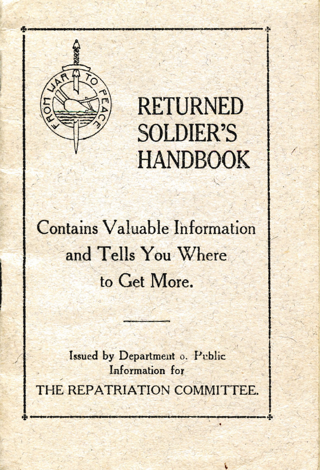 Returned Soldier's Handbook Wartime Canada